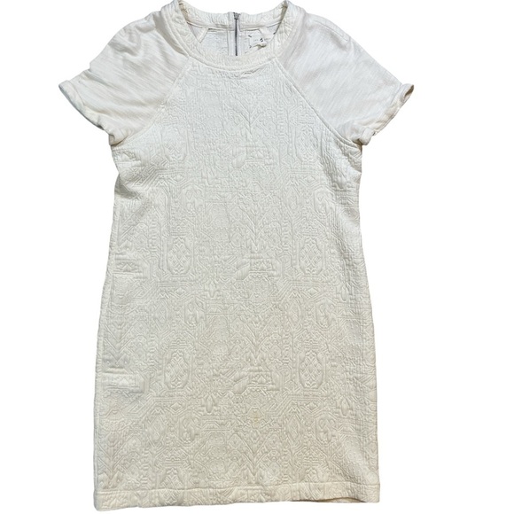 Lou & Grey Dresses & Skirts - Lou & Grey Cream Textured Shirt Dress Short Sleeve Quilted Women's Small S